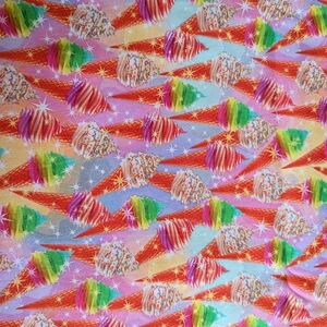 3.50 Yards Of 100% Cotton Fabric -Vibrant Ice Cream Cone Print